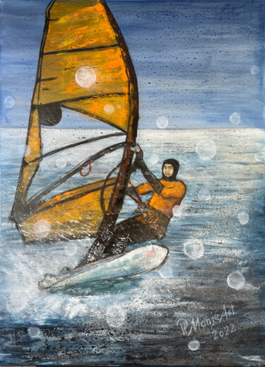 Schilderij getiteld "Windsurfer" door Priska Heri Monjé, Origineel Kunstwerk, Acryl
