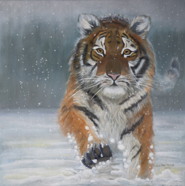 Schilderij getiteld "Sibirischer Tiger i…" door Priska Heri Monjé, Origineel Kunstwerk, Acryl
