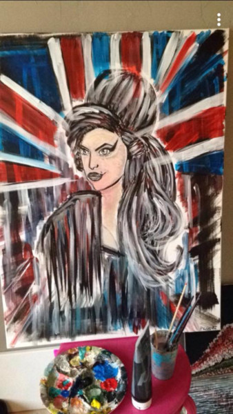 Painting titled "God save Amy" by Priss De Nice, Original Artwork, Acrylic