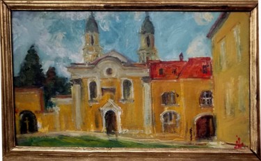 Painting titled "Резіденція, двір" by Aleksandr Sydoruk, Original Artwork, Oil