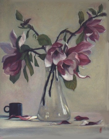 Картина под названием "Рожева магнолія" - Aleksandr Sydoruk, Подлинное произведение искусства, Масло
