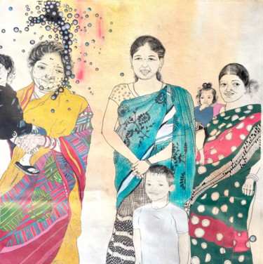 Peinture intitulée "NATIONAL FAMILY DAY" par Pritam Priyalochan, Œuvre d'art originale, Encre