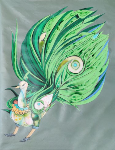 Painting titled "Peacock" by Pritam Priyalochan, Original Artwork, Acrylic