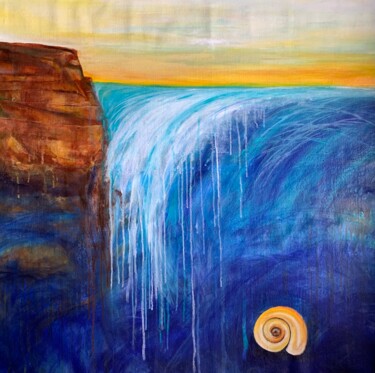 Картина под названием "Blue Swell" - Pritisart Priti Desai, Подлинное произведение искусства, Акрил