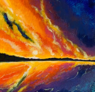 Ζωγραφική με τίτλο "Meet me at sunrise" από Pritisart Priti Desai, Αυθεντικά έργα τέχνης, Ακρυλικό Τοποθετήθηκε στο Ξύλινο φ…