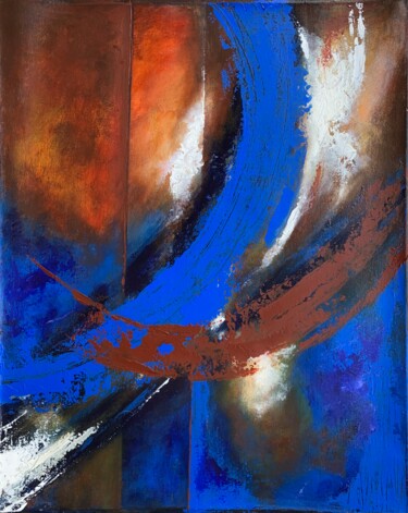 Painting titled "Cerulean Strokes" by Pritisart Priti Desai, Original Artwork, Acrylic