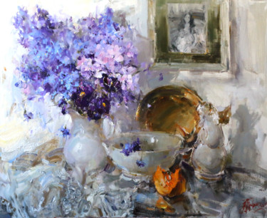 Painting titled "Morning in  my Stud…" by Angelika Privalikhina, Original Artwork, Oil