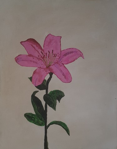 Painting titled "Rosa Lilie" by Vitania, Original Artwork, Acrylic