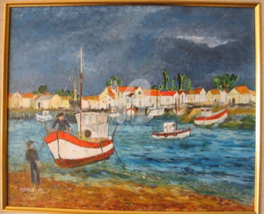 Painting titled "Port de l'Eguille (…" by Michel Privé, Original Artwork, Oil
