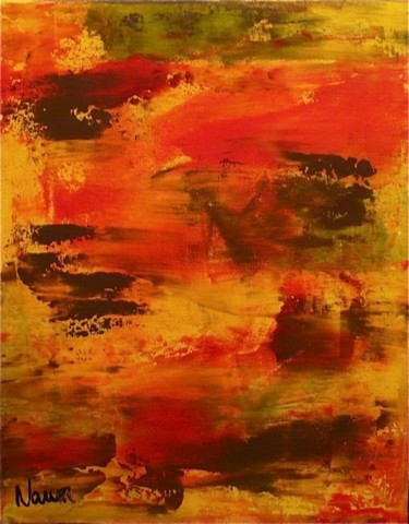 Peinture intitulée "TERRE DE FEU" par Chiche Yohan  Edwige Leprin, Œuvre d'art originale, Huile