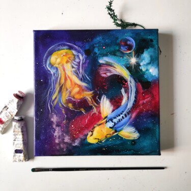 Ζωγραφική με τίτλο "Twisting Currents" από Priyanka Sharma, Αυθεντικά έργα τέχνης, Ακρυλικό Τοποθετήθηκε στο Ξύλινο φορείο σ…