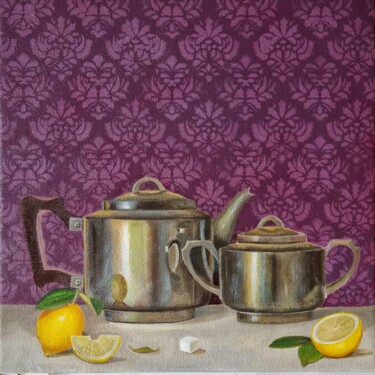 Pintura intitulada "Lemon Tea" por Priyanka Singh, Obras de arte originais, Óleo