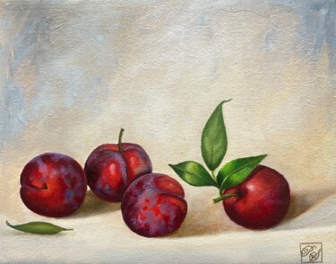 Painting titled "Plums" by Priyanka Singh, Original Artwork, Oil