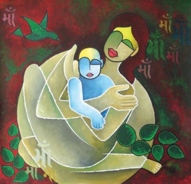 Schilderij getiteld "Mother" door Priya Anand Pariyani, Origineel Kunstwerk