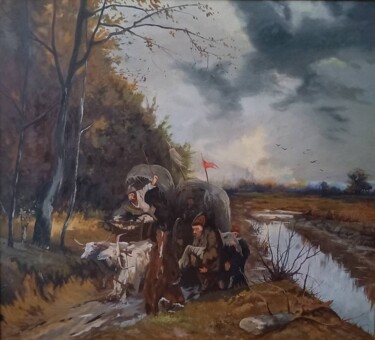 Schilderij getiteld "Crossing the swolle…" door Prokaj Dávid, Origineel Kunstwerk, Olie