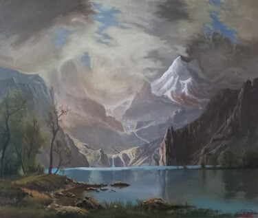 Schilderij getiteld "Lake among the rock…" door Prokaj Dávid, Origineel Kunstwerk, Olie