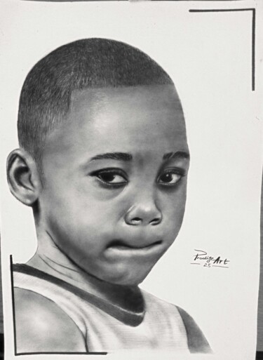 Dessin intitulée "Cet enfant" par Prodige Art, Œuvre d'art originale, Fusain