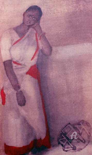 Painting titled "Pratiksha(Waiting f…" by Prodip Kumar Sengupta, Original Artwork, Watercolor