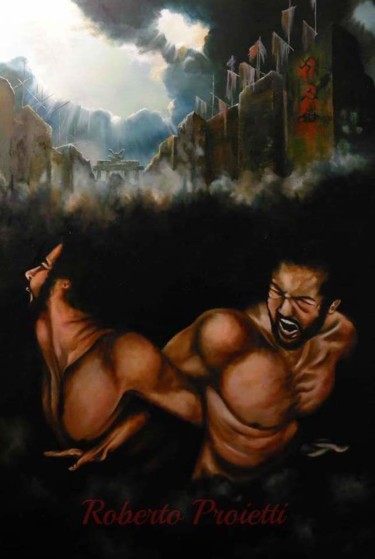 Pittura intitolato "Il crollo del l'opp…" da Roberto Proietti, Opera d'arte originale, Olio