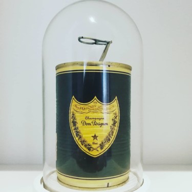 Sculpture titled "Canned Dom Pérignon" by Canned, Original Artwork, Metals