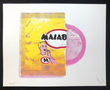 Estampas & grabados titulada "Malabar Condom" por Canned, Obra de arte original, Serigrafía Montado en Cartulina