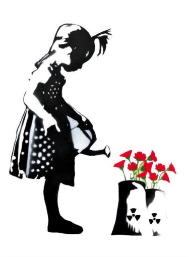 Drawing titled "Little girl with wa…" by Canned, Original Artwork, Stencil