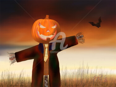 Digitale Kunst mit dem Titel "Halloween" von Horst Rosenberger, Original-Kunstwerk, Airbrush