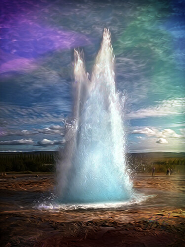 Story Geysir - Island Digitale Kunst mit dem Titel "Story Geysir - Isla…" von Horst Rosenberger, Original-Kunstwerk, Digitale Malerei