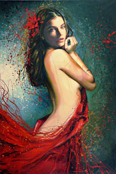 Painting titled "Enticement" by Alexey Slusar, Original Artwork, Oil