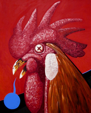 Peinture intitulée "Coq / Rooster" par Prop, Œuvre d'art originale, Acrylique