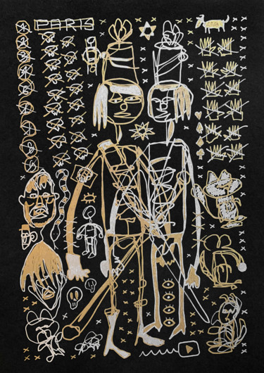 Σχέδιο με τίτλο "Black Series - 09" από Prop, Αυθεντικά έργα τέχνης, Μαρκαδόρος