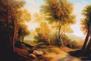 Painting titled "dutch landscape" by Gennadiy Protsko, Original Artwork, Oil