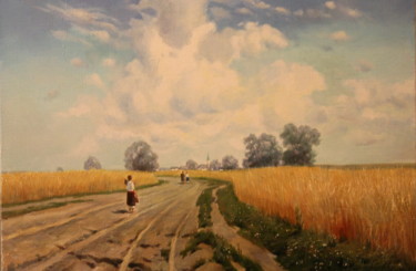 Painting titled "landscape in Ukraine" by Gennadiy Protsko, Original Artwork, Oil
