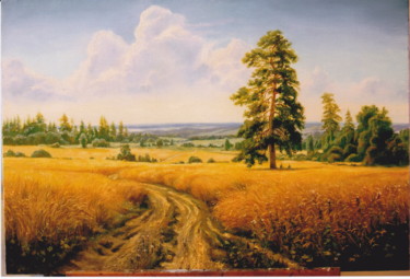 Painting titled "Russian landscape" by Gennadiy Protsko, Original Artwork, Oil