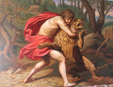 Painting titled "Samson" by Gennadiy Protsko, Original Artwork, Oil