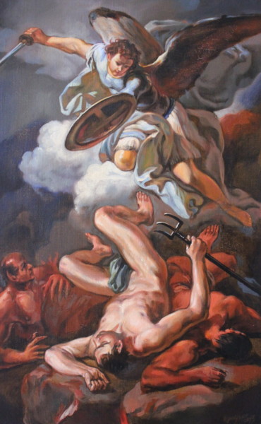 Painting titled "victorious angel" by Gennadiy Protsko, Original Artwork, Oil