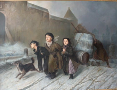 Painting titled "troika" by Gennadiy Protsko, Original Artwork, Oil