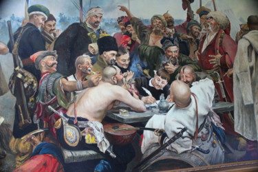 Painting titled "Cossacks" by Gennadiy Protsko, Original Artwork, Oil