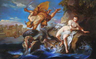 Pittura intitolato "Guardian angel" da Gennadiy Protsko, Opera d'arte originale, Olio