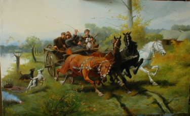 Painting titled "departure" by Gennadiy Protsko, Original Artwork, Oil