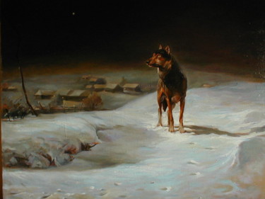 Pintura intitulada "wolf" por Gennadiy Protsko, Obras de arte originais, Óleo