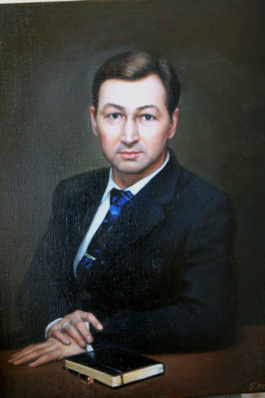 Malerei mit dem Titel "portrait of a man" von Gennadiy Protsko, Original-Kunstwerk, Öl