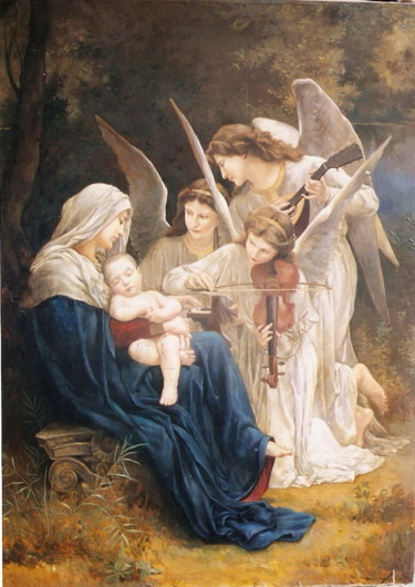Painting titled "music of angels" by Gennadiy Protsko, Original Artwork, Oil