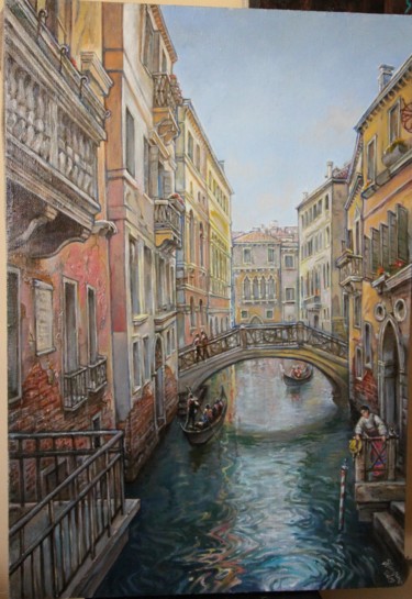 Painting titled "Venice" by Gennadiy Protsko, Original Artwork, Oil