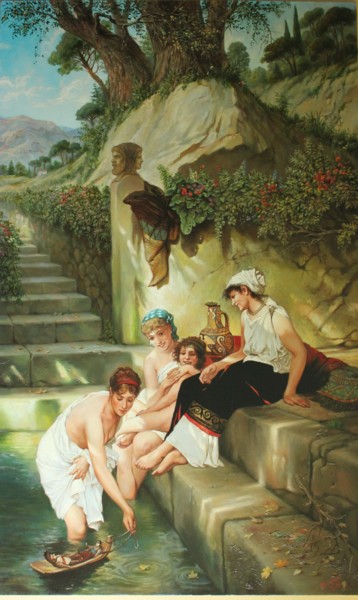 Pintura intitulada "Roman Idyllic, Siem…" por Gennadiy Protsko, Obras de arte originais, Óleo