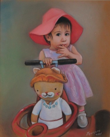 Painting titled "portrait of grandda…" by Gennadiy Protsko, Original Artwork, Pastel