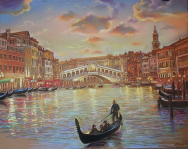 Malerei mit dem Titel "Grand Canal of Veni…" von Gennadiy Protsko, Original-Kunstwerk, Pastell