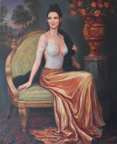 Pintura intitulada "portrait of a girl…" por Gennadiy Protsko, Obras de arte originais, Óleo