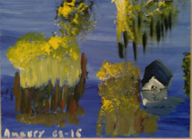 Painting titled "House boat sur la B…" by Amaury Prouvost, Original Artwork, Acrylic