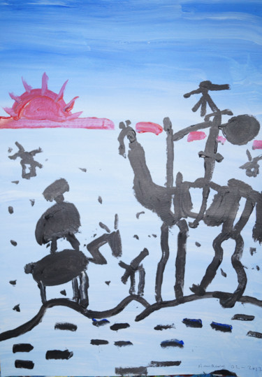 Painting titled "Don Quichotte et Sa…" by Amaury Prouvost, Original Artwork, Acrylic